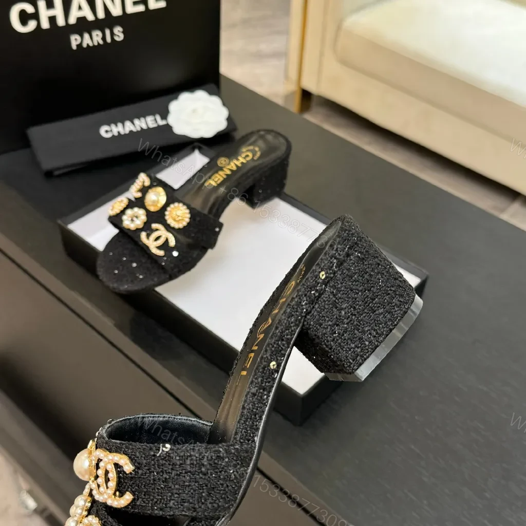 View 6 of Graphite Glitter Mule with Gold-Accent Embellishments, Lux Couture Style