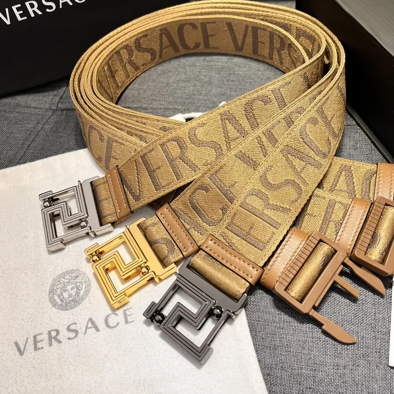 View 7 of Textured Logo Tape Belt: Premium Camel Strap with Modern Buckle