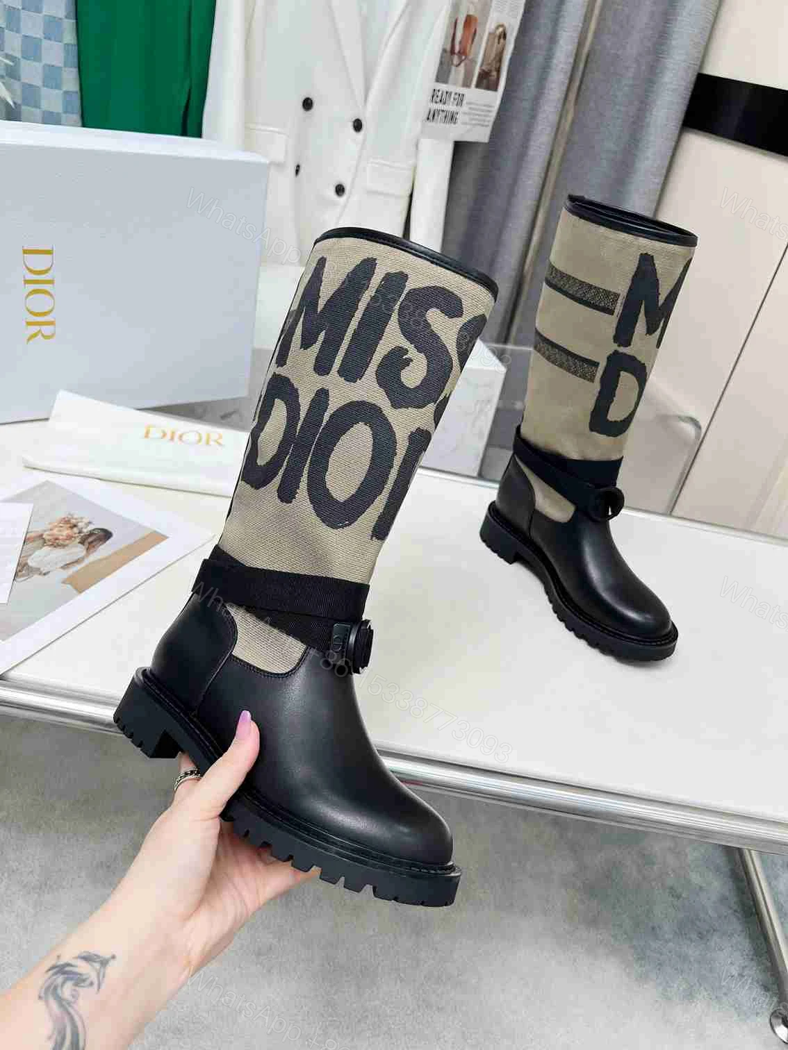 View 2 of DIOR D MAJOR BOOT WITH MISS DIOR PRINT WARM TAUPE KDI929CMV S44X