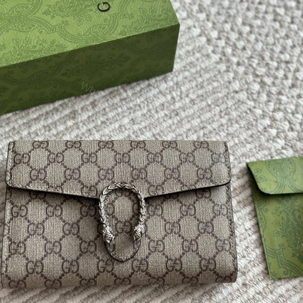 View 2 of Gucci Dionysus GG Supreme Chain Wallet Beige And Ebony 20Cm ‎401231 KHNSN 8642
