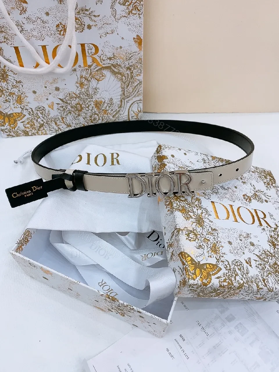 Dior-Inspired Minimalist Logo Belt: Luxurious Everyday Belt — view 1