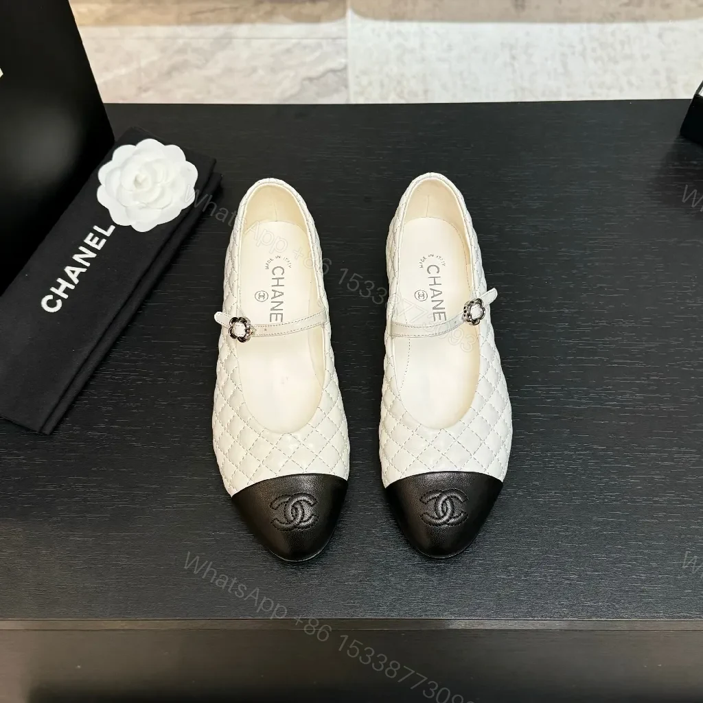 View 9 of Quilted Two-Tone Mary Jane Flats - All-Season Elegance