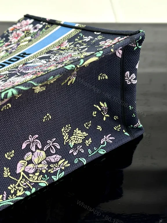 View 6 of Vibrant Floral Canvas Tote with Signature Banding - Dior Luxury Carryall