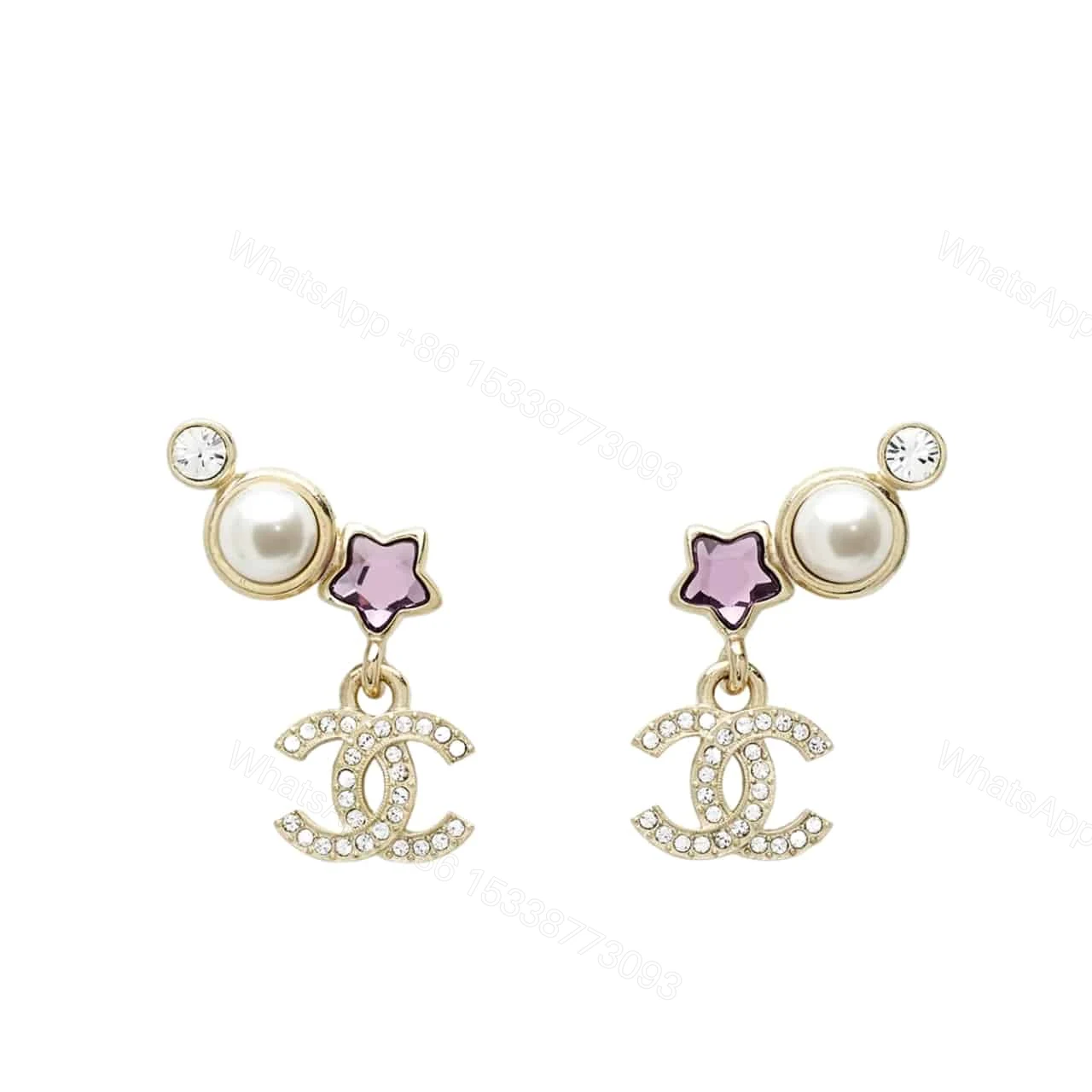 CHANEL EARRINGS METAL GLASS PEARLS AND DIAMANTES IN GOLD ABF187 B19939 NAFQE — view 1
