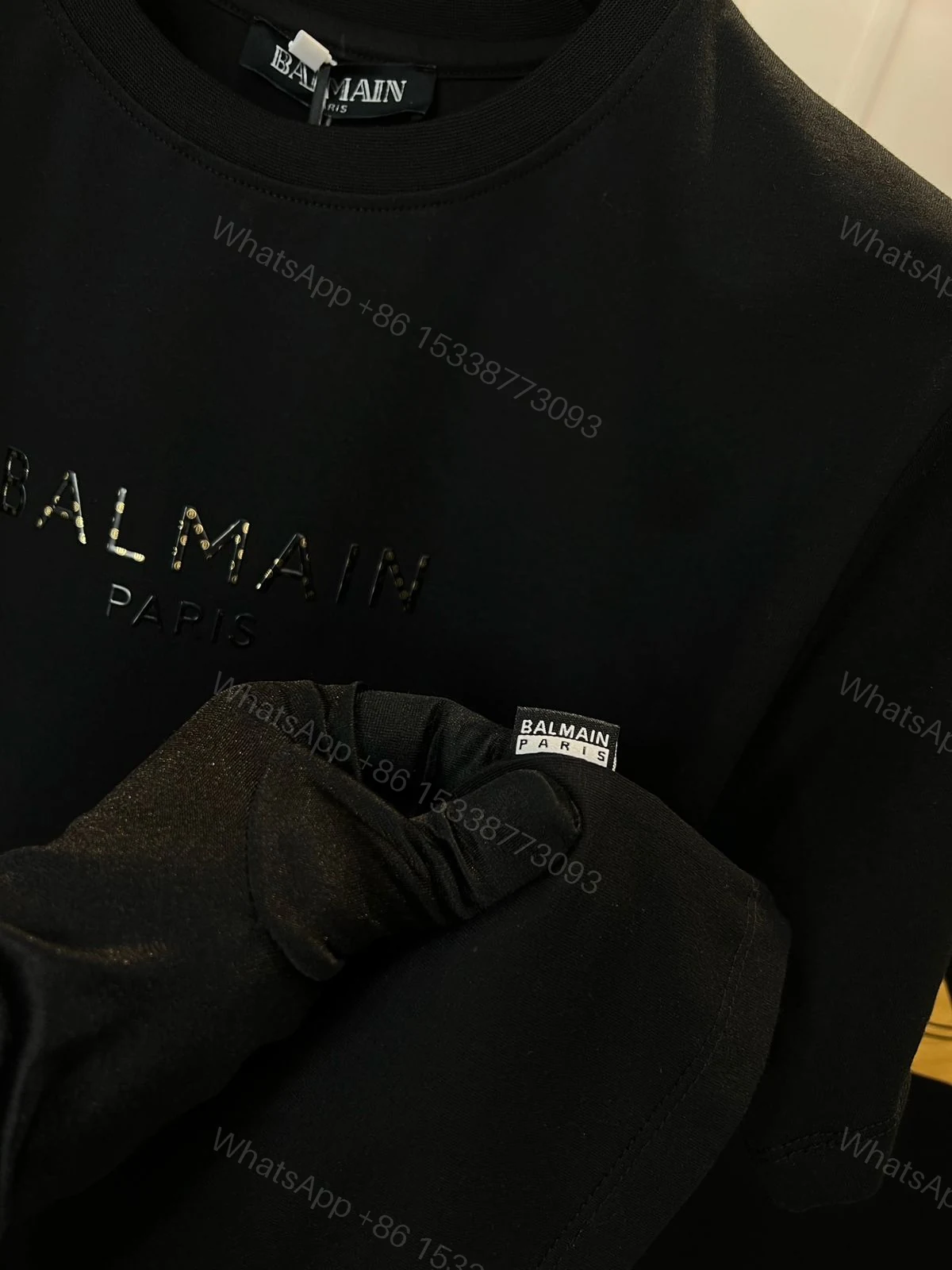 View 5 of FIRST COPY BALMAIN Heavy Gsm Cotton Lycra Round Neck Premium Fit T-Shirt
