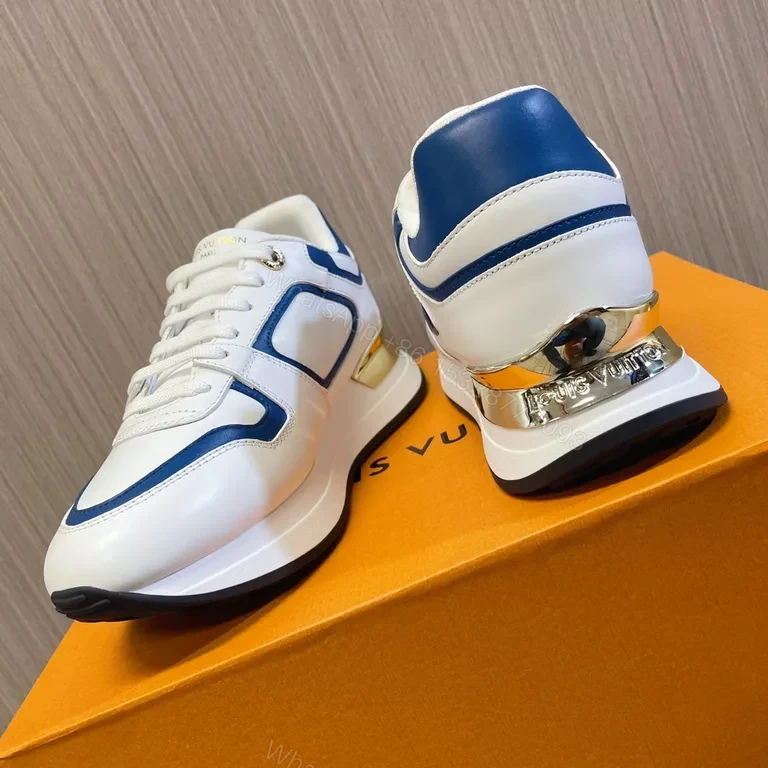 View 6 of White & Navy Luxury Trainer: LV-Emblem, Premium Sneaker