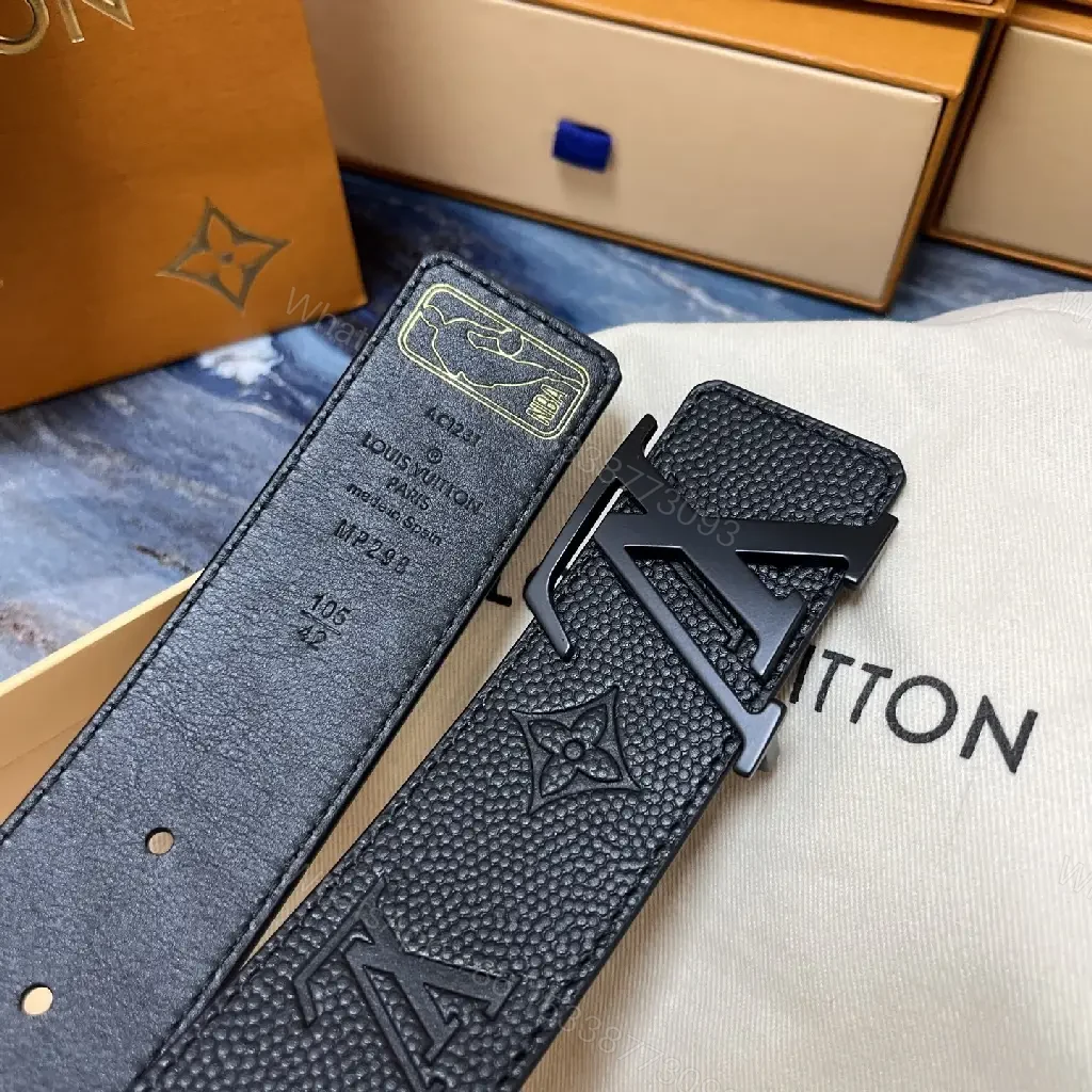 View 4 of Modern Leather Belt with Monogram Texture
