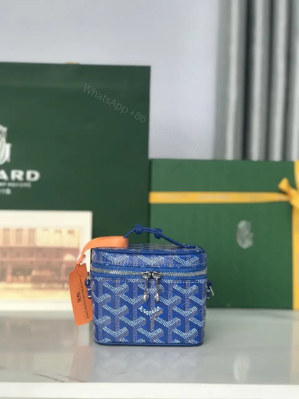 Blue Patterned Structured Icon Bag - Durable Everyday Luxe Bag — view 1