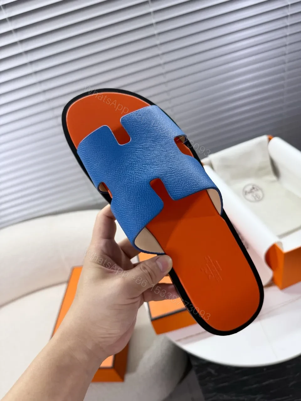 View 7 of Blue Coral Slip-On Sandals | Luxury Leather, Modern Comfort, Signature Detailing