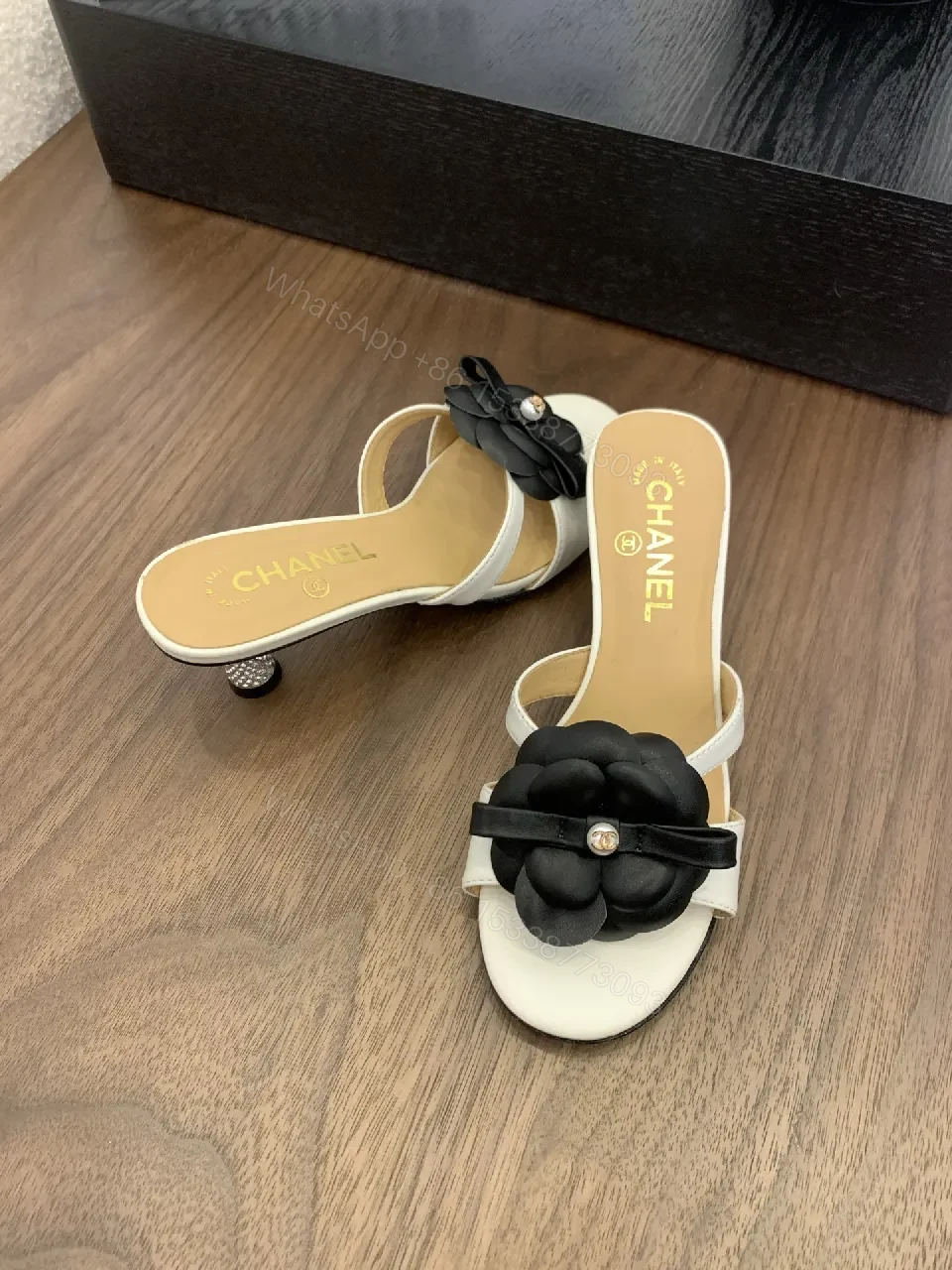 View 5 of Floral-Embellished Open-Toe Slide Sandals, Premium Comfort