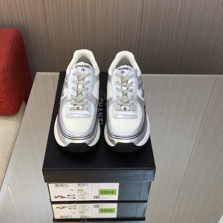 View 5 of Elegant Silver Chanel-Inspired Metallic Trainers for Everyday Luxury