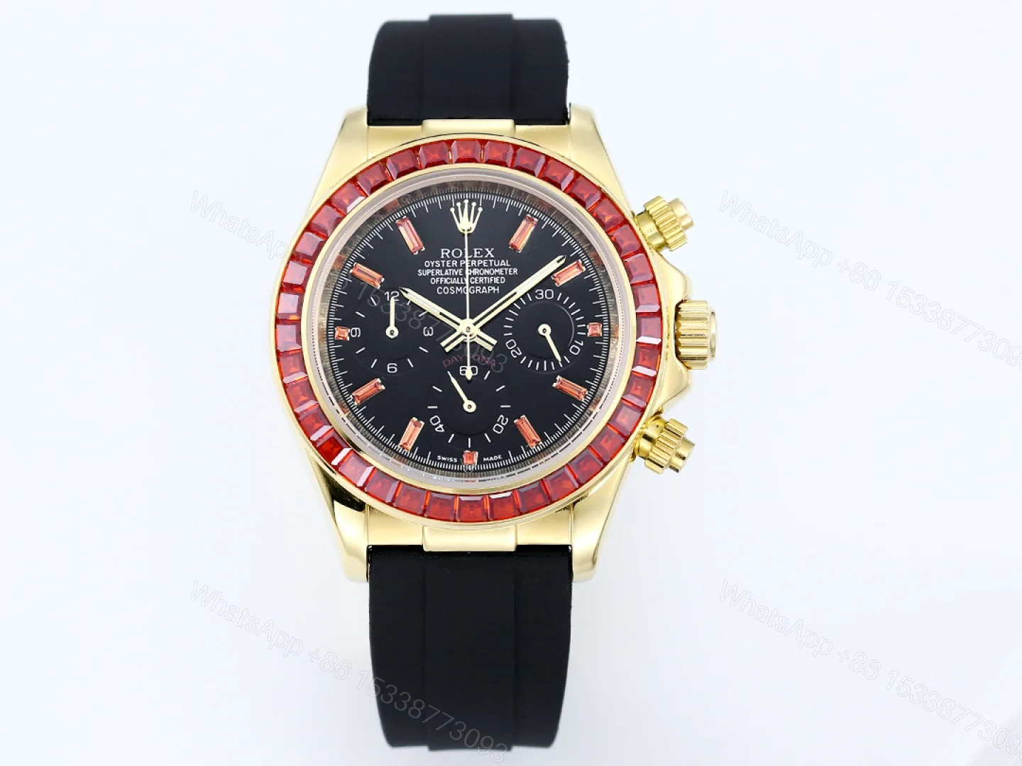 Rolex Daytona Pumpkin Black Replica 43MM Premium Black Rubber Strap Custom Edition RG-ROLEX-DAYTONA-PUMPKIN-BLACK-43 — view 1