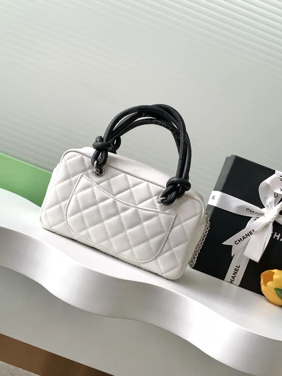 View 3 of Quilted Mini Bag with Signature Hardware - Dual-Tone Chic