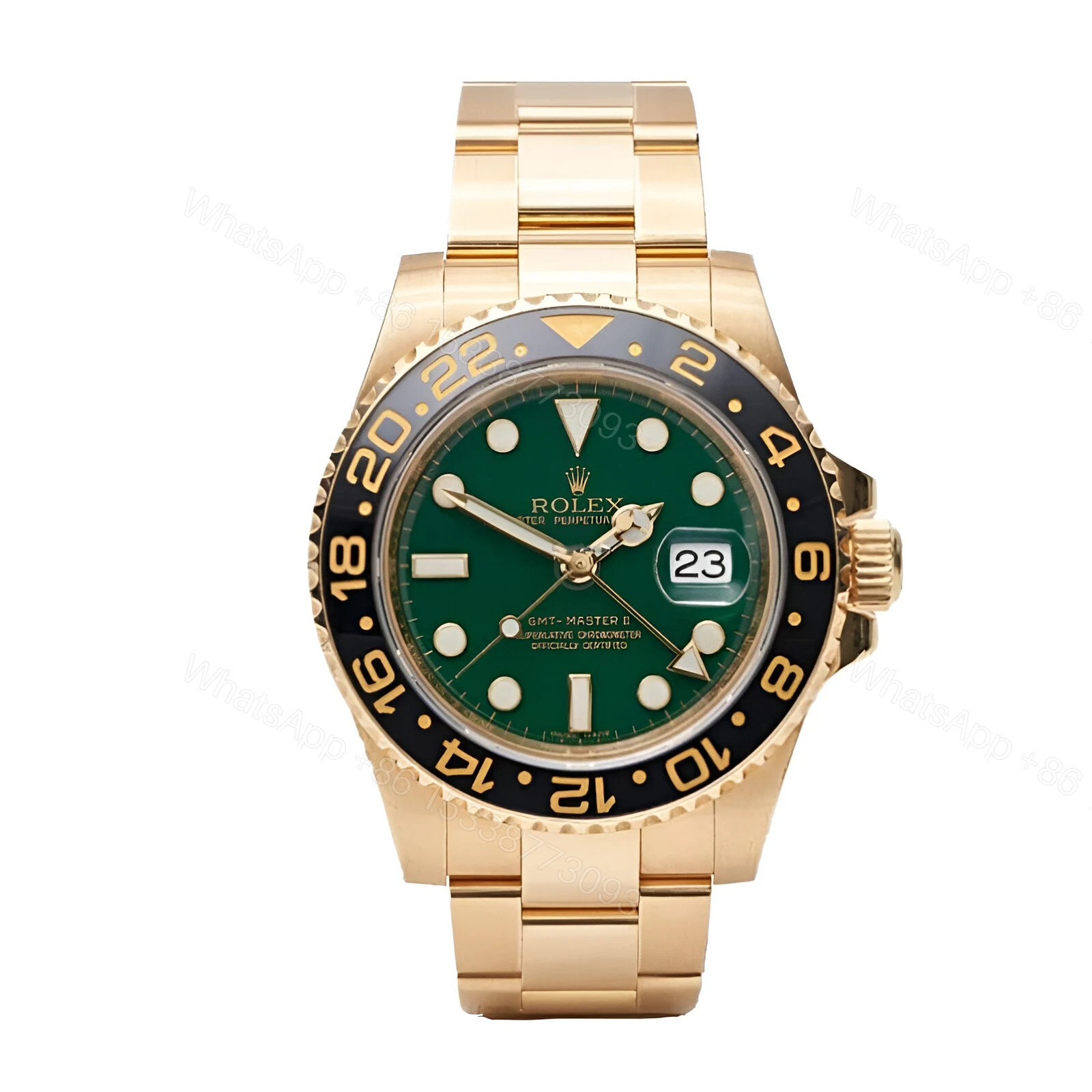 Rolex GMT-Master II 11678LN Yellow Gold Green Dial oyster Replica — view 1