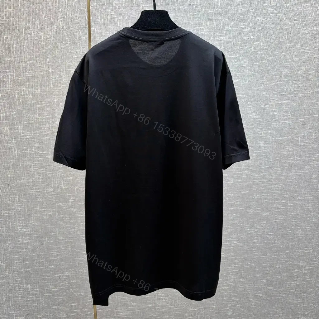 View 3 of Black Cotton Tee + Oversized Logo + Streetwear + Balmain-inspired Graphic + T-Shirt