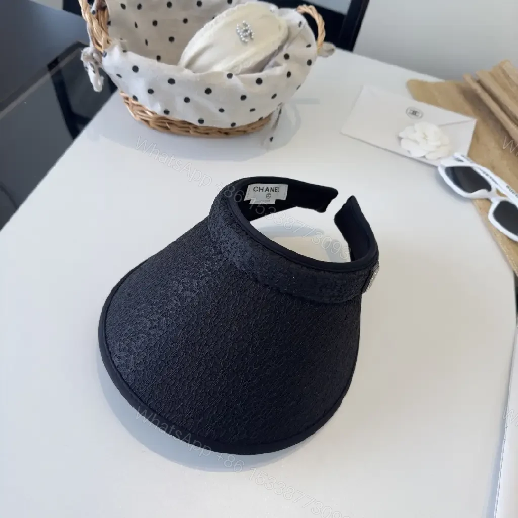 View 9 of Black Lace-Texture Visor Cap: Couture-Edge Sun Shield