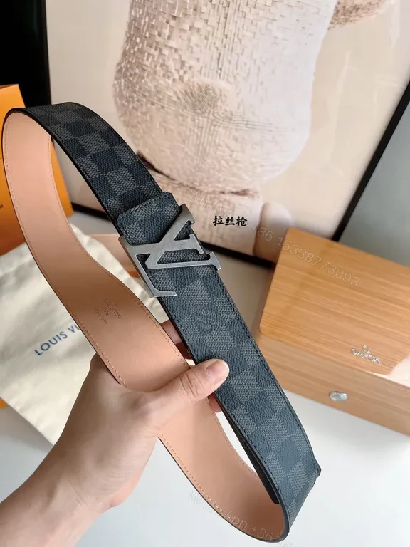 View 2 of Damier Canvas Belt with LV Buckle â€” Signature Luxury Accessory