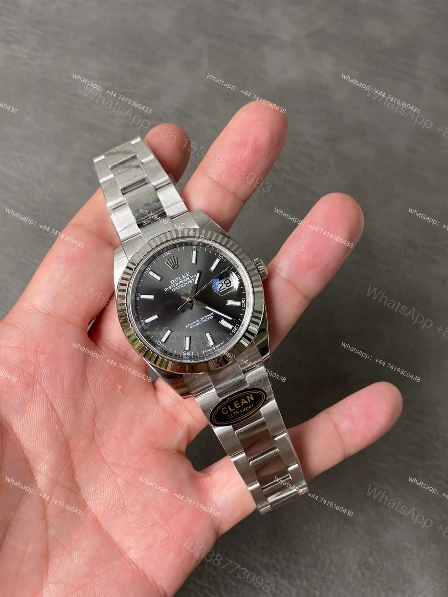 View 2 of Rolex Datejust M126334-0013 1:1 Replica Gray Dial Oyster 41MM 3235 Movement Super Clone Watch