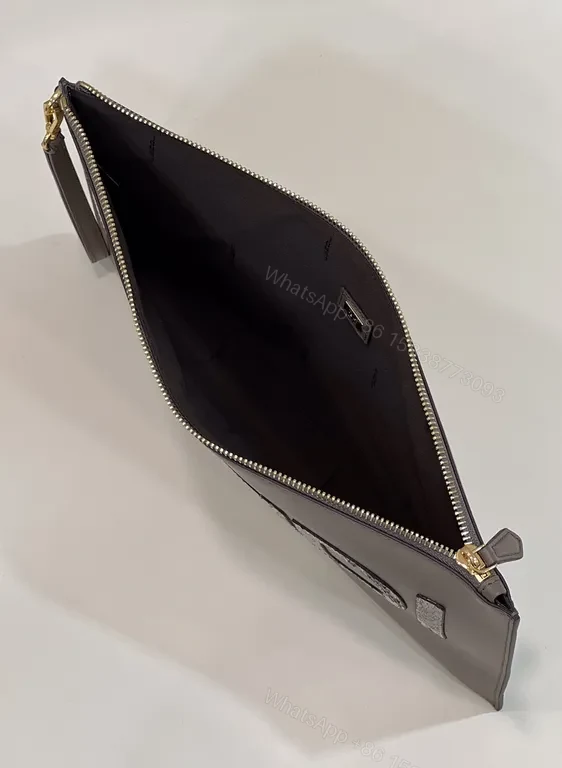 View 8 of Taupe Fendi Roma Snakeskin Clutch â€“ Sleek, Structured luxury