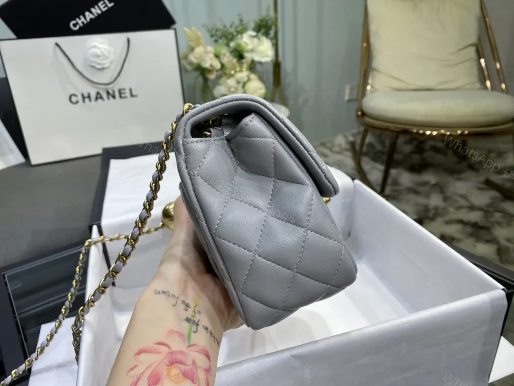 View 7 of Soft Gray Quilted Chain Bag: Luxe Everyday Accessory