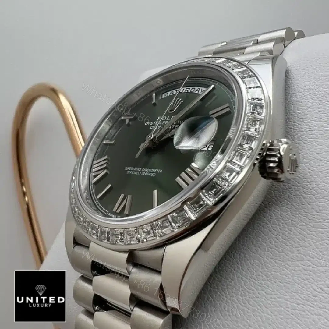 View 5 of Rolex Day Date Olive Diamond Replica