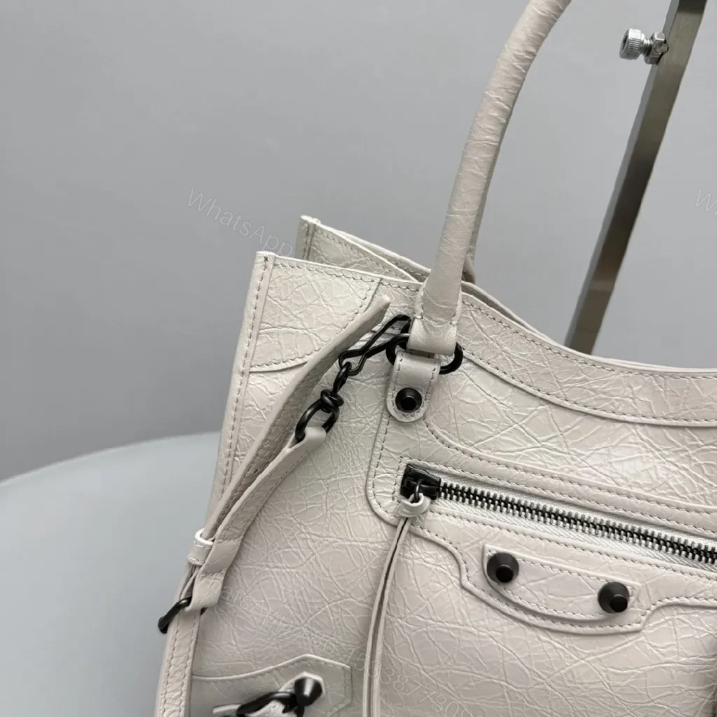View 2 of Texture-Deep Satchel: Modern, Pebbled Leather, Gunmetal Hardware