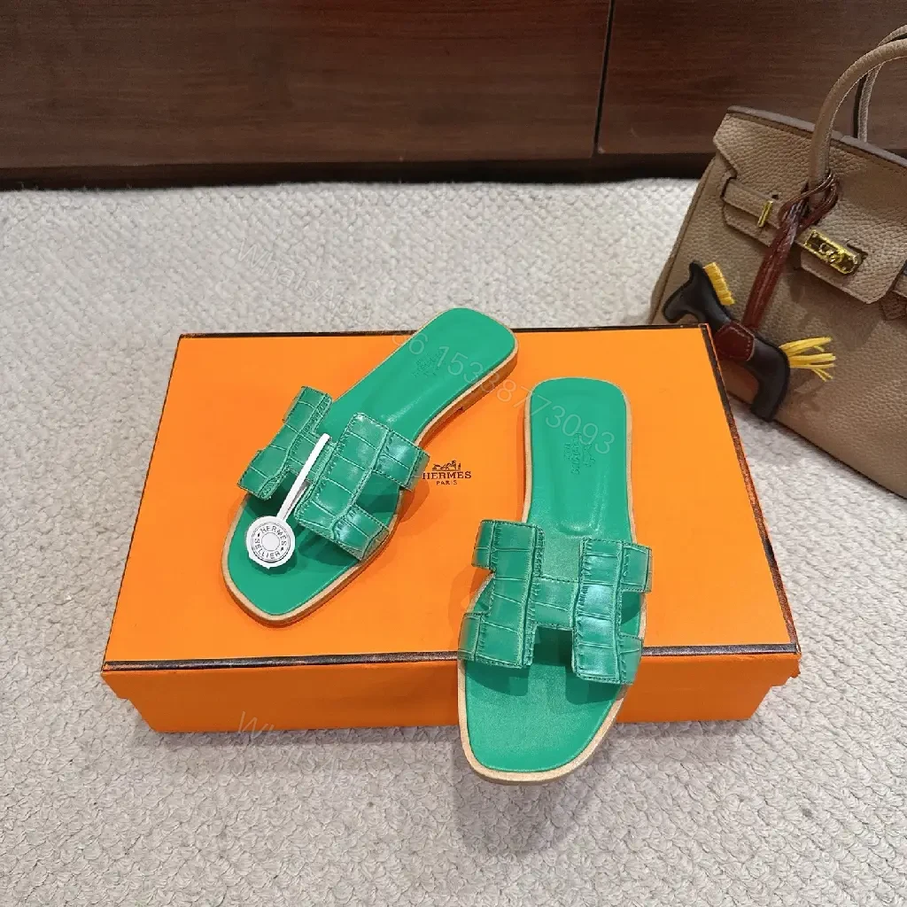View 8 of Vivid Green Leather Slide: Luxe Comfort, Everyday Chic