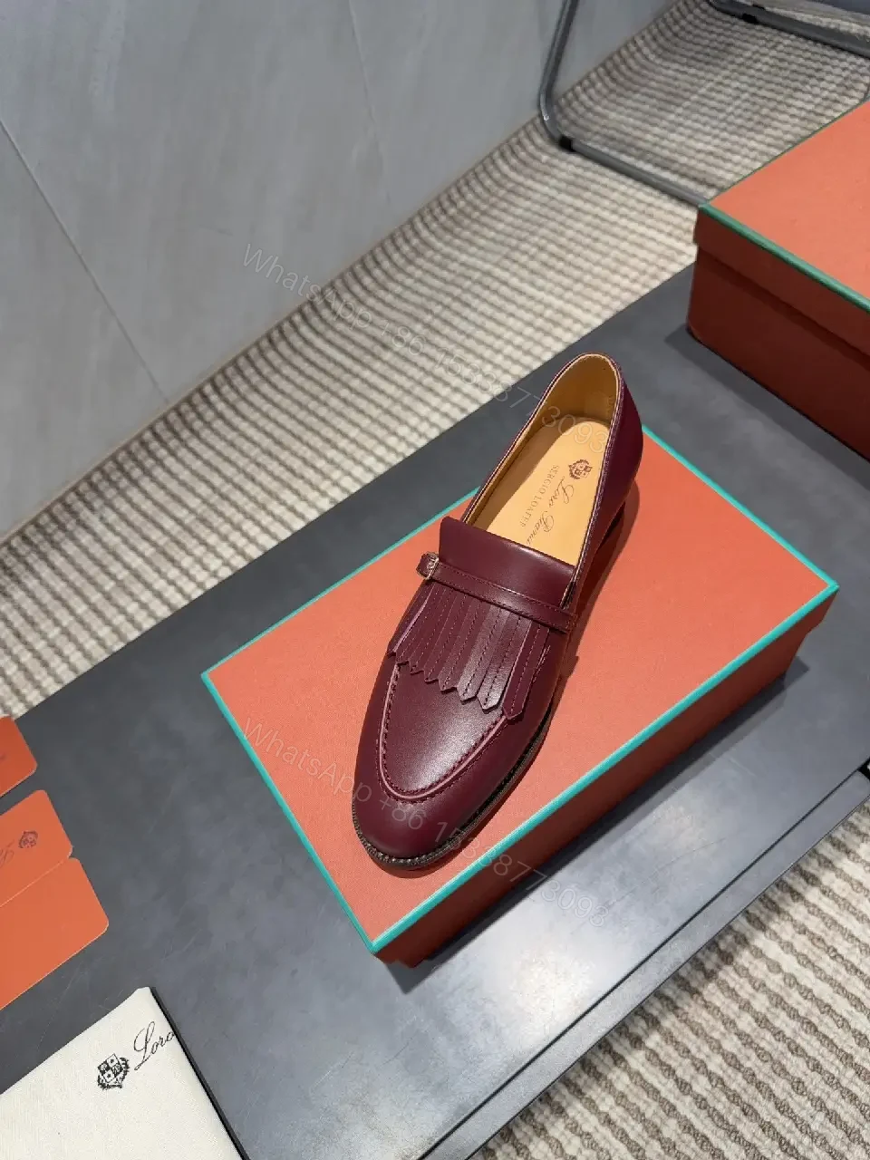 View 8 of Burgundy Leather Fringe Loafers: Modern Dress-Casual Luxury