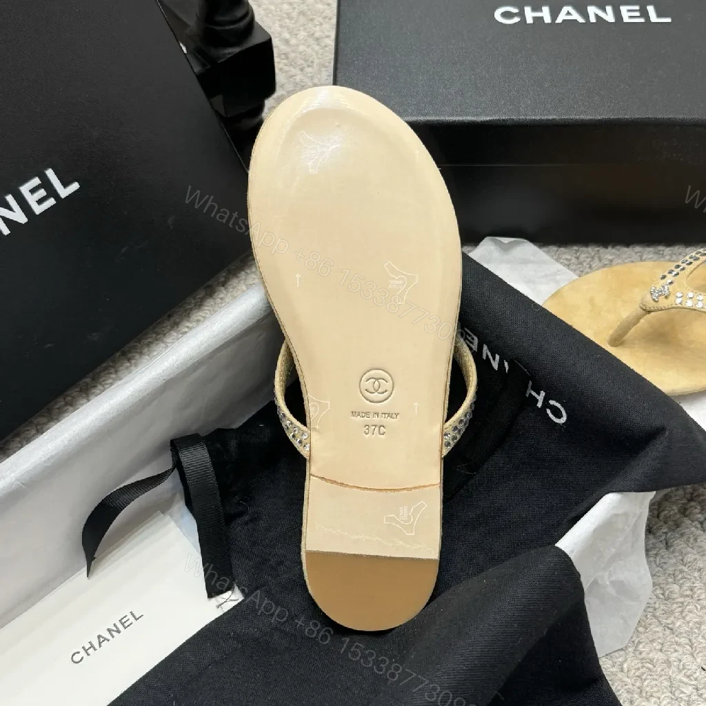 View 7 of Chic Sparkle Sandals: Suede, Rhinestone, Luxury Flip Flops