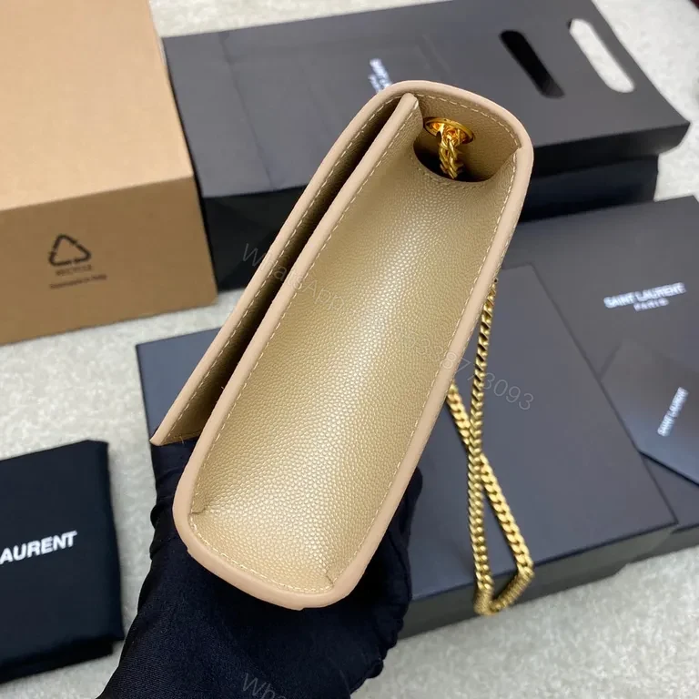 View 8 of Quietly Iconic Beige Calfskin Wallet-on-Chain by Saint Laurent