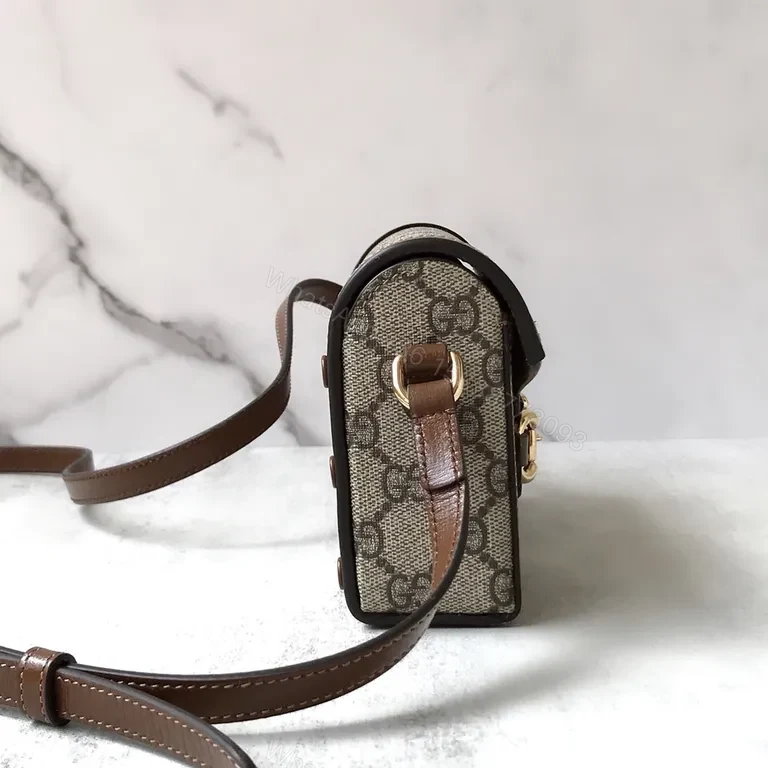 View 5 of Compact Monogram Crossbody: GG Supreme Canvas, Leather Trim