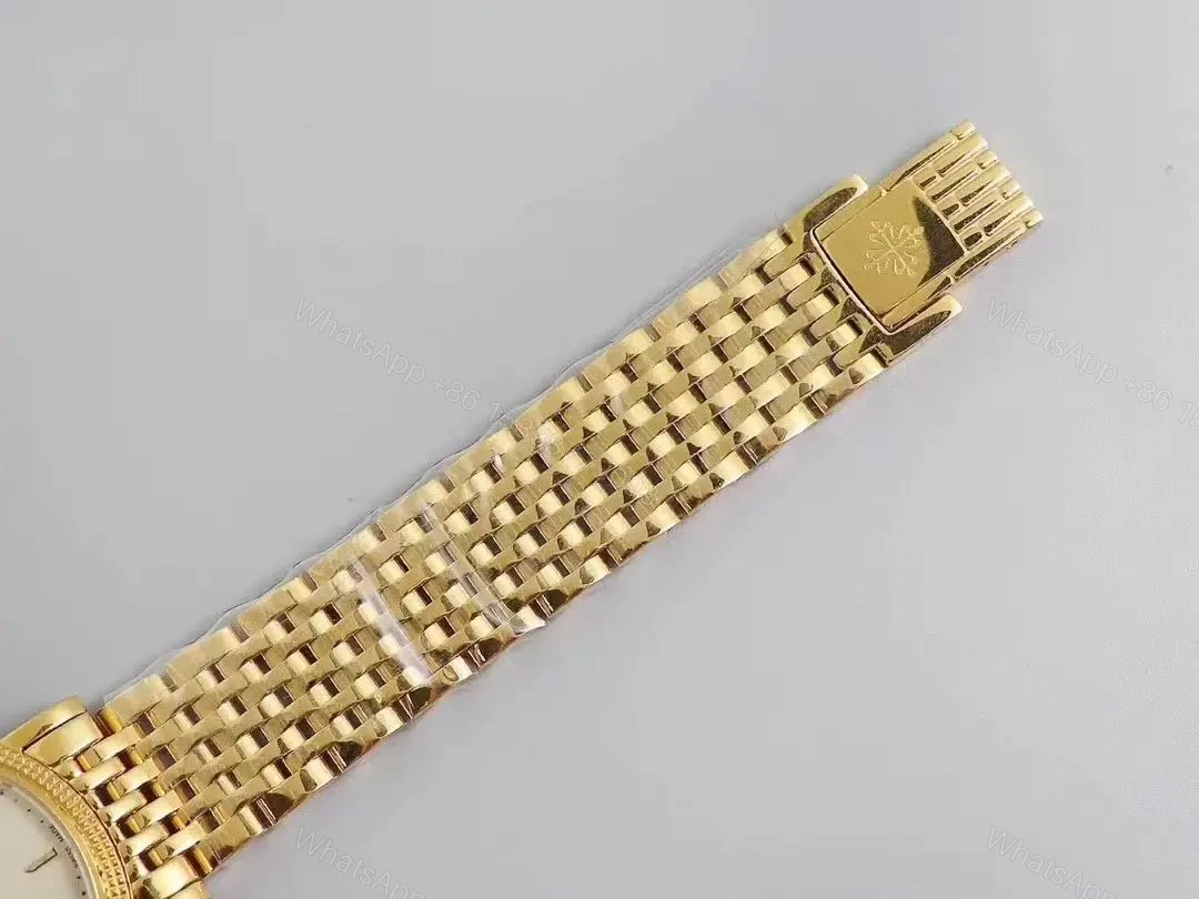 View 7 of Patek Philippe Calatrava 5120G Gold Watch with White Dial Roman Numerals and Baton Hands Ultra Thin Design with Italian Leather Strap