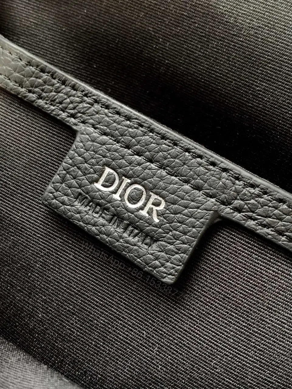 View 6 of Compact Leather Crossbody: Monogram Textured Black Bag