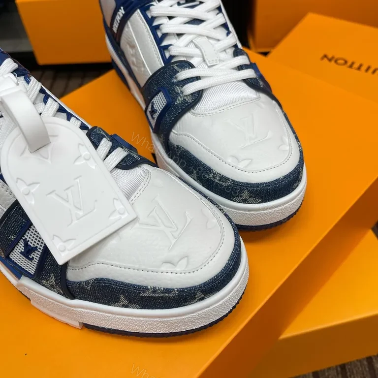 View 9 of Blue-White LV-Inspired Performance Sneakers: Refined Comfort