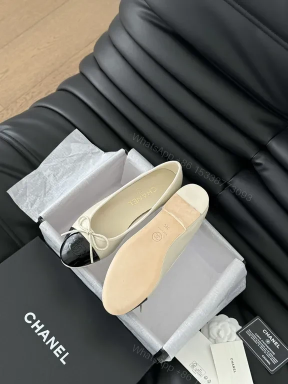 View 8 of Chanel-Style Ballet Flats: Luxe Cap Toe Bow, Leather