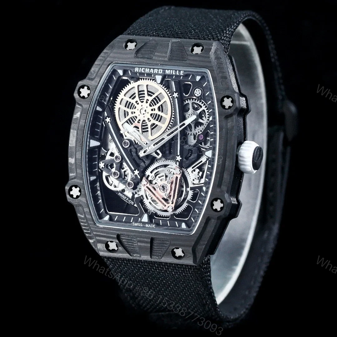 View 2 of Richard Mille RM27-05 Rafael Nadal Flying Tourbillon Watch Carbon TPT Skeleton 38g Ultra Light Ultra Thin 9MM Premium Edition RM-RM27-05-RN-CF-FLY38