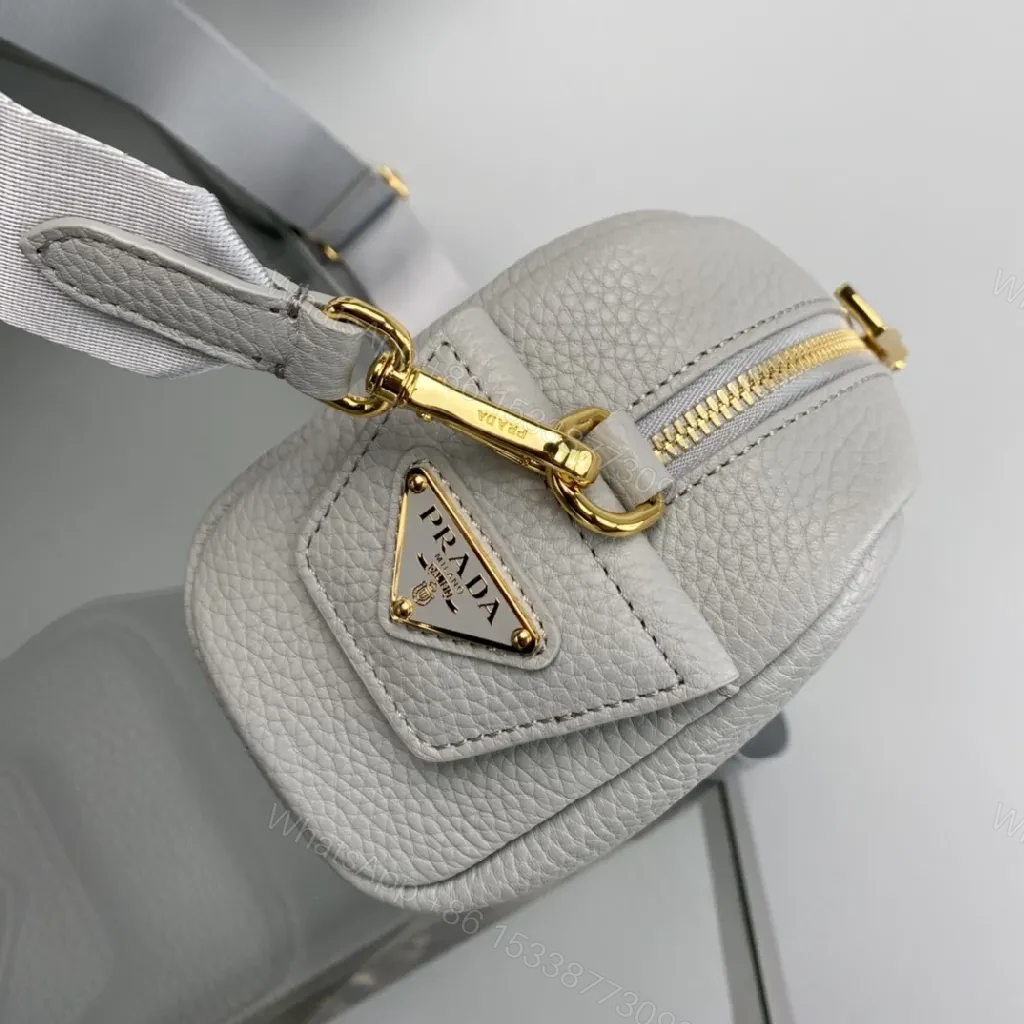 View 3 of Small Structured Crossbody: Luxe Pebbled Leather, Gold Hardware, Compact