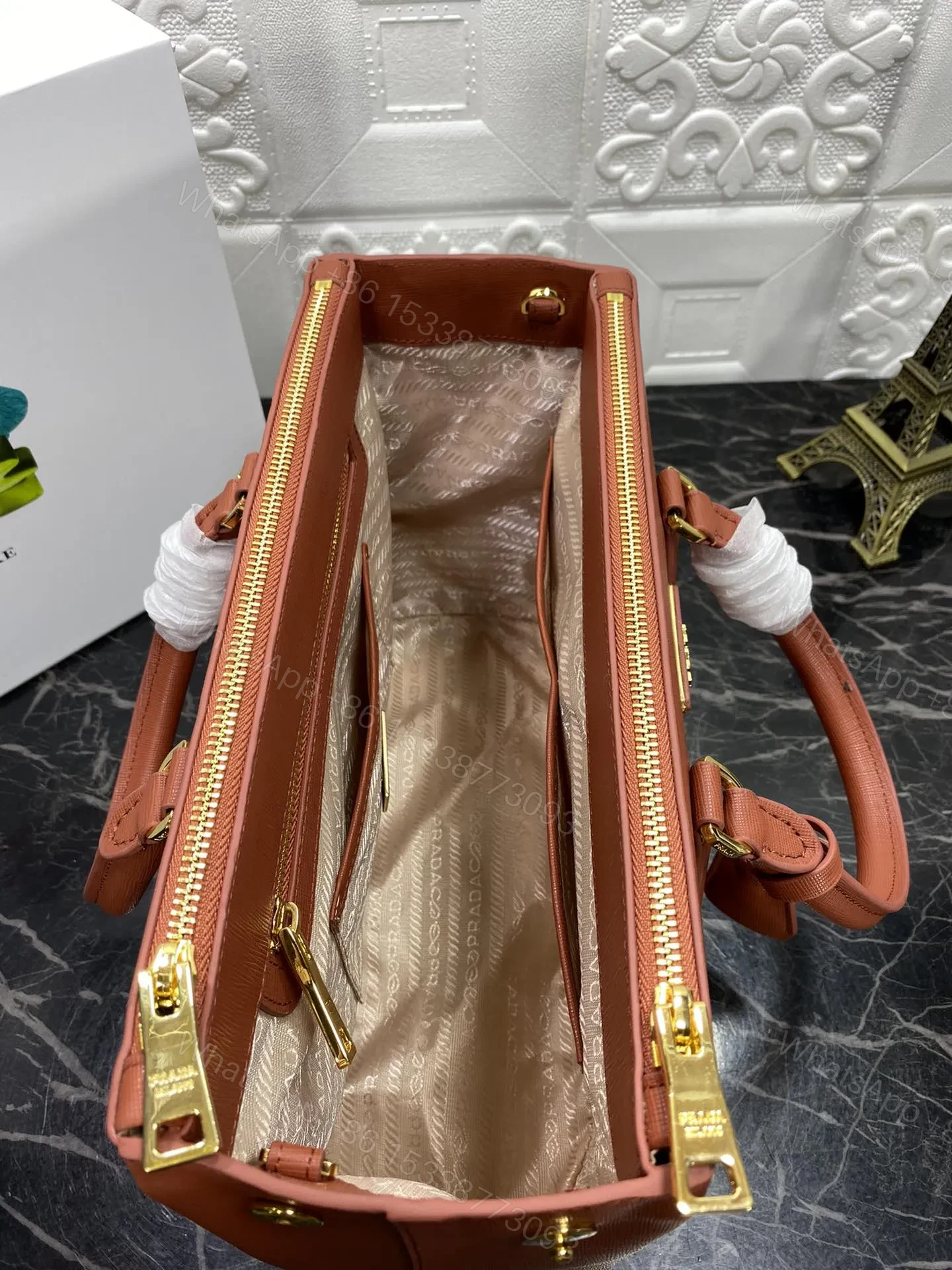 View 6 of PRA GALLERIA 32 BAG IN BRONZE ORANGE SAFFIANO LEATHER