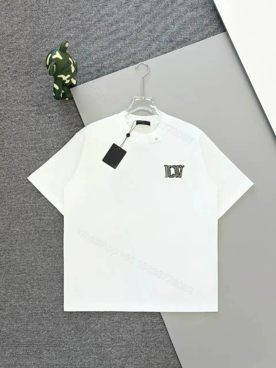 View 11 of White Cotton Structured Polo Tee with Subtle LV Monogram