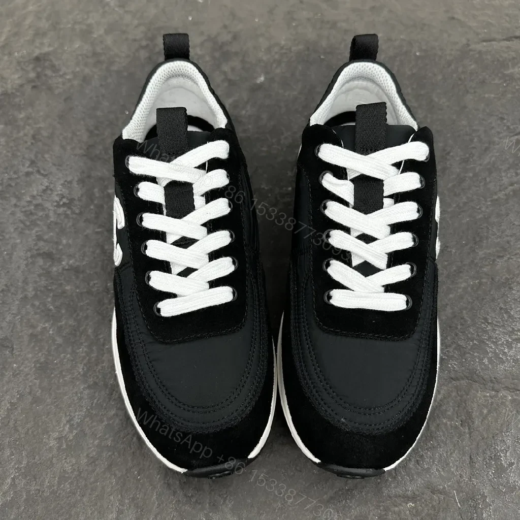 View 9 of Black Suede Knit Runner: Luxe High-Top Sneaker with Logo Detail