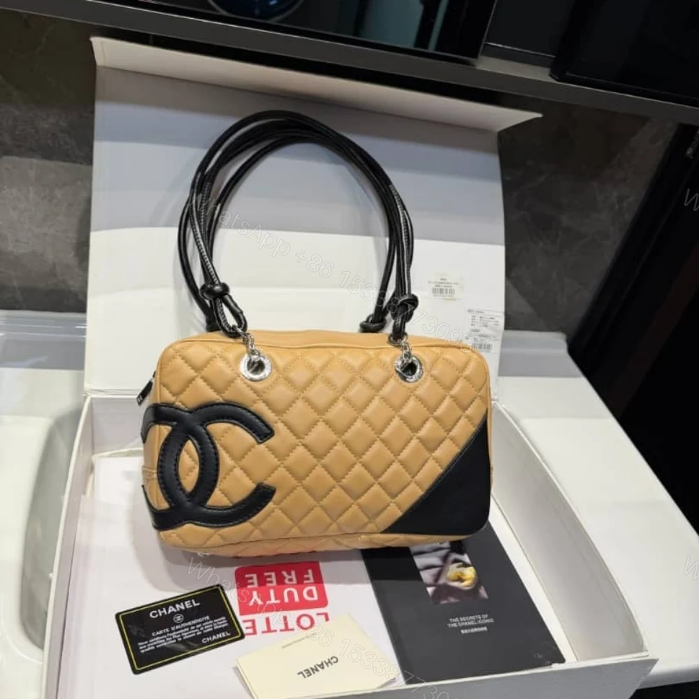 View 2 of Chanel Cambon Ligne Bowling Shoulder Bag Beige 27Cm