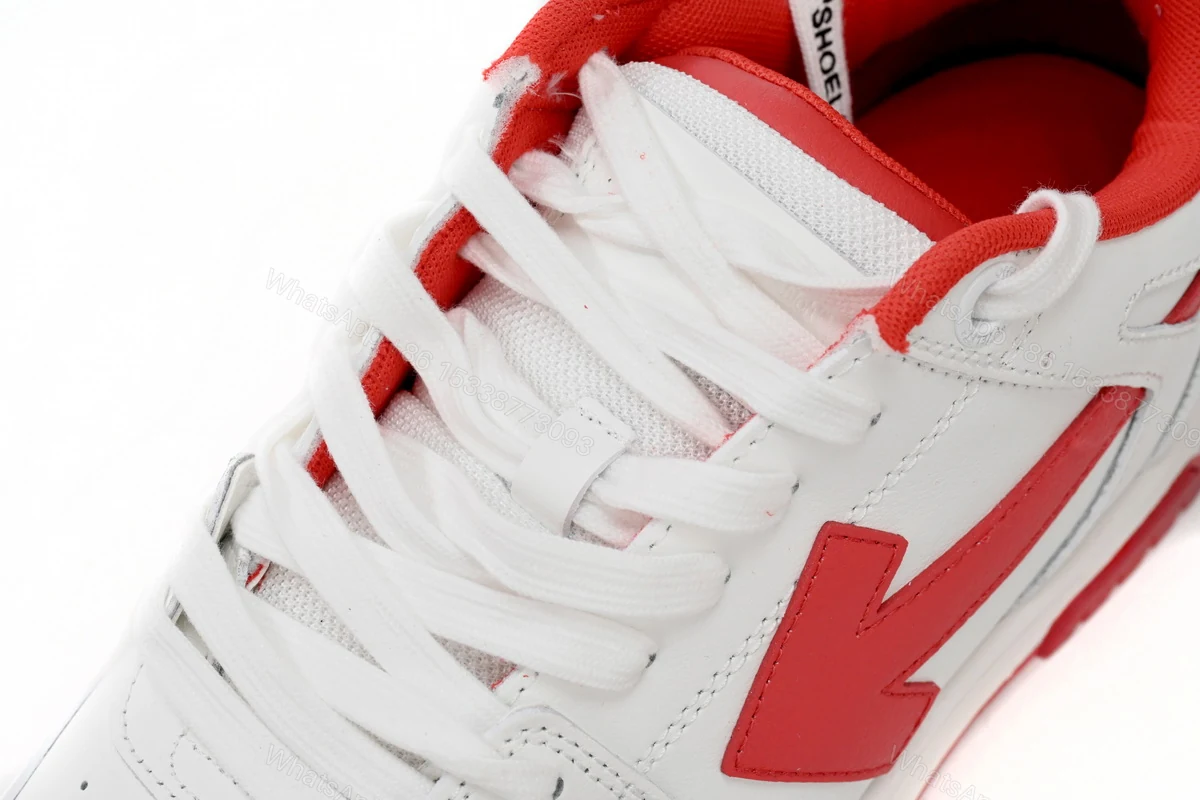 View 7 of OFF-WHITE Out Of Office "OOO" Low Tops White Red OMIA189F22LEA0010125