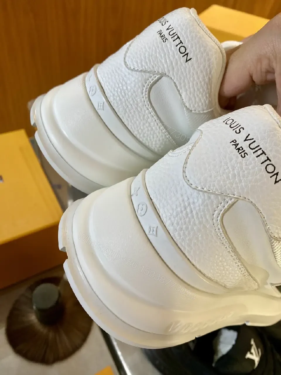 View 7 of White Leather Luxe High-Tops with LV Accent, Everyday Comfort