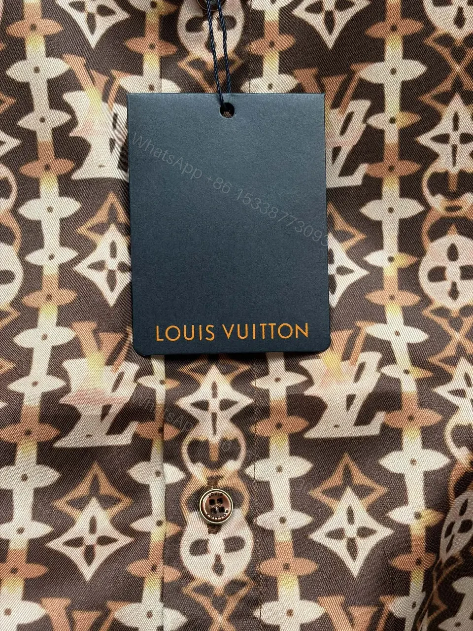 View 4 of Patterned Silk-Blend Shirt: Luxe Geometric Pattern, Silk-Blend, Buttoned Shirt