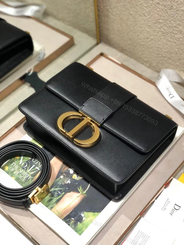 View 5 of Dior 30 Montaigne Super High-Quality Women’s Handbag Black with Gold Lock 24x17x8cm