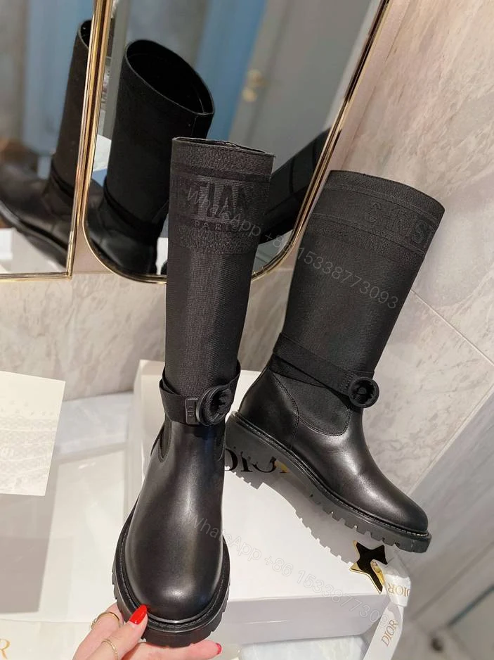 View 3 of DIOR D MAJOR BOOT FABRIC AND CALFSKIN IN BLACK AND BLACK