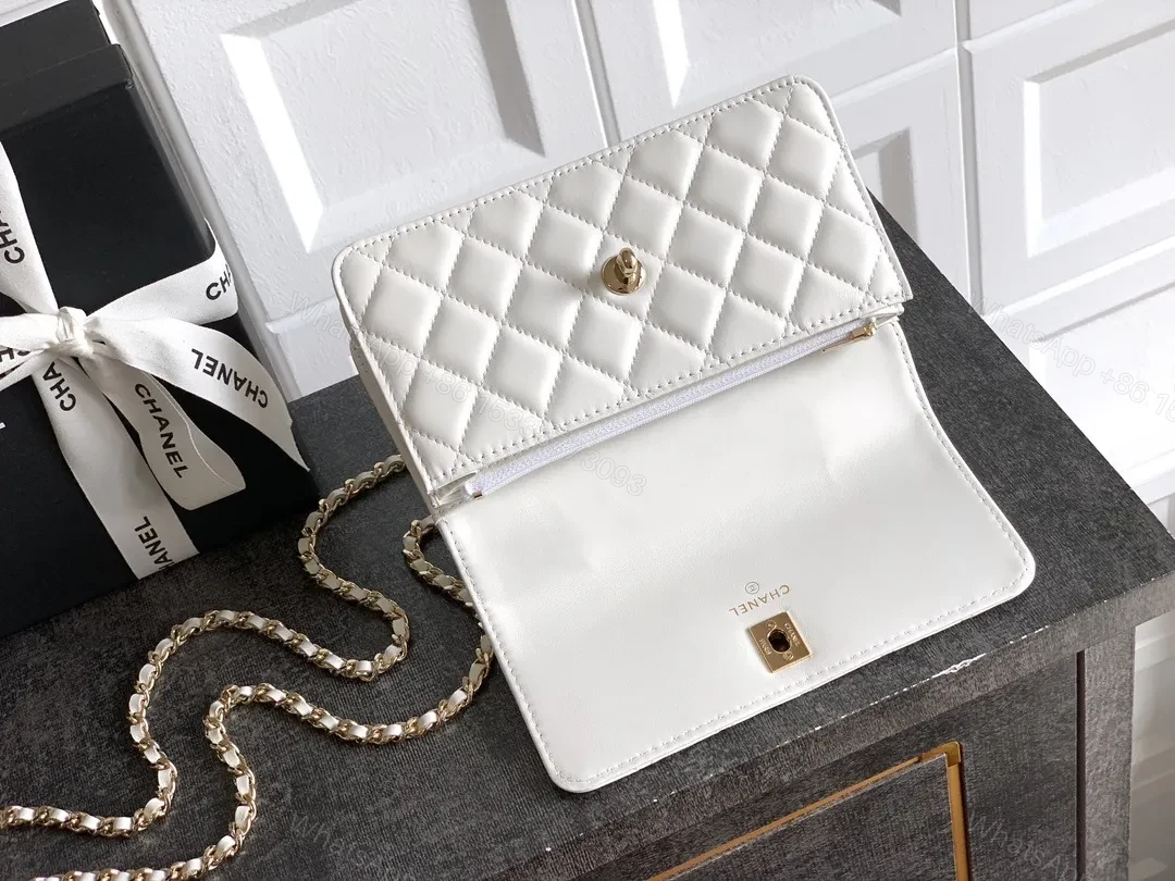 View 7 of Quilted Calfskin Flap Bag with Gold Chain Handle