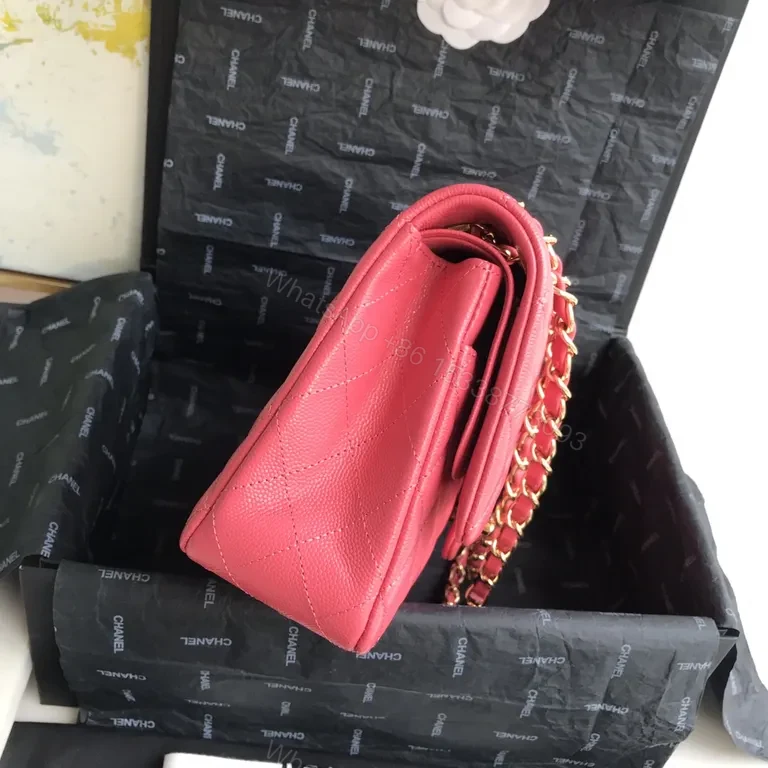 View 6 of Pink Quilted Luxury Messenger Bag with Gold Hardware