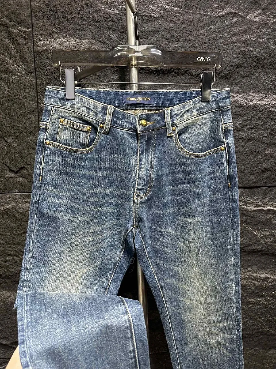 View 9 of Indigo Denim Patch Jeans: Distressed City-Luxe Style