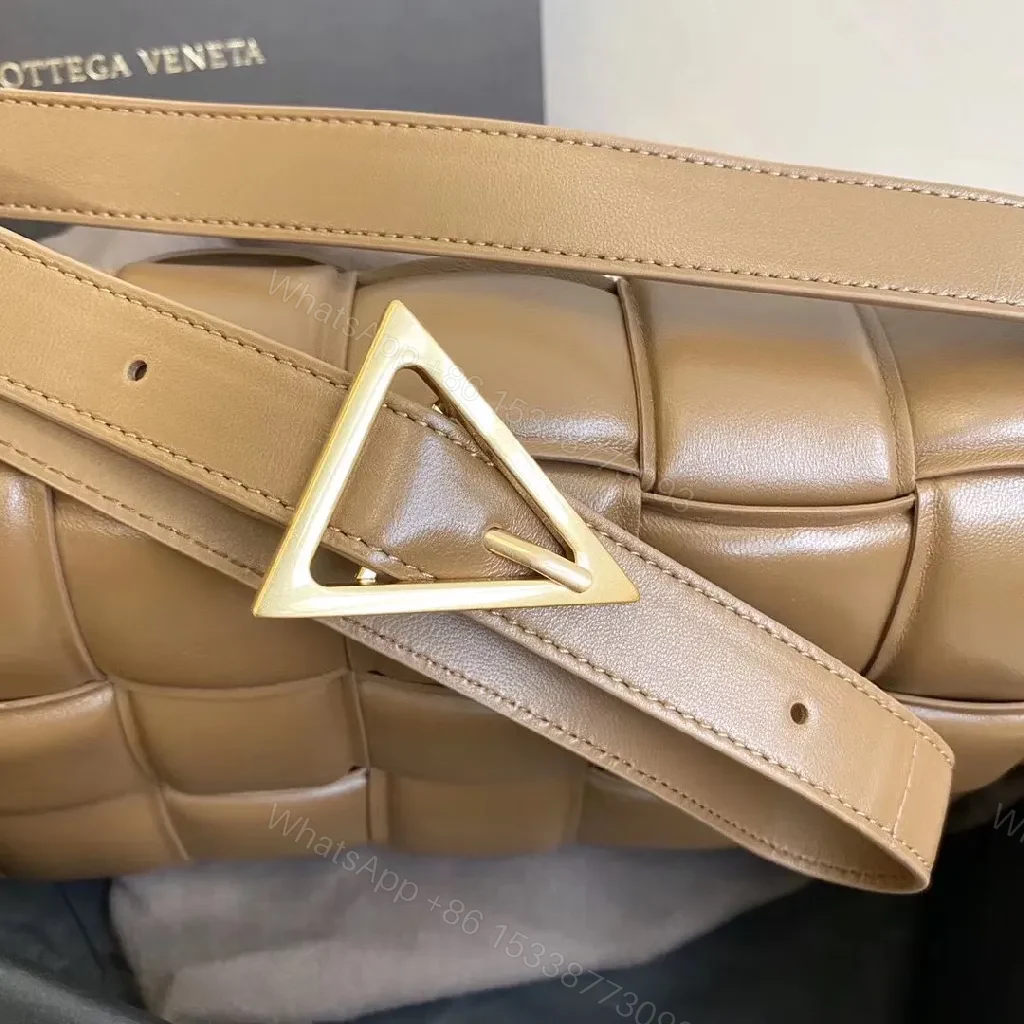 View 4 of Warm Caramel Quilted Leather Crossbody Bag, Modern Minimalist